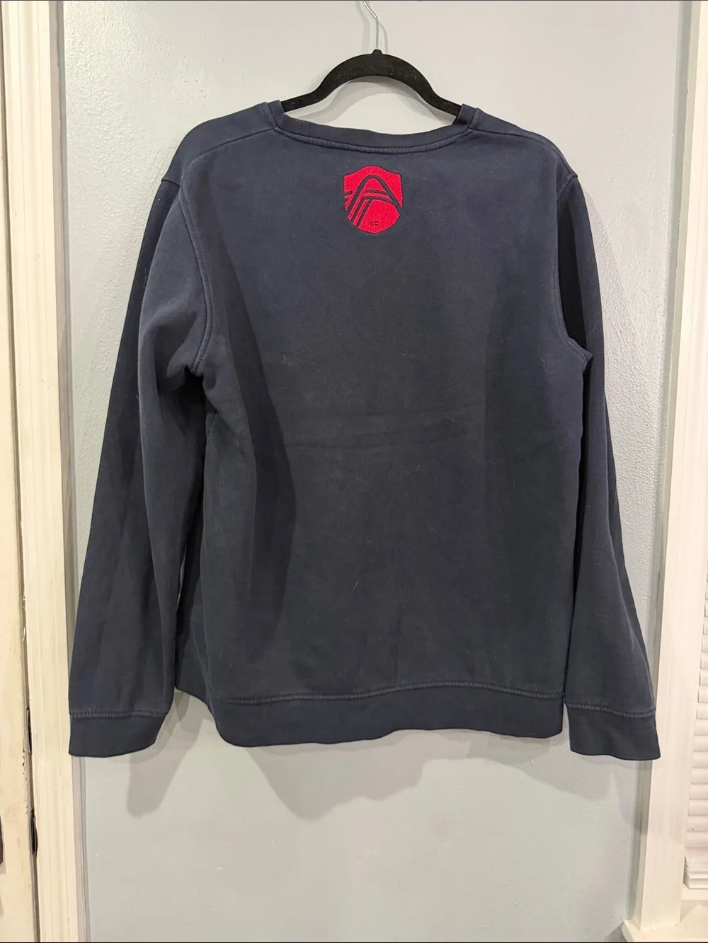 Men's Saint Louis City SC Navy Crewneck Sweatshirt with Red Chest Script